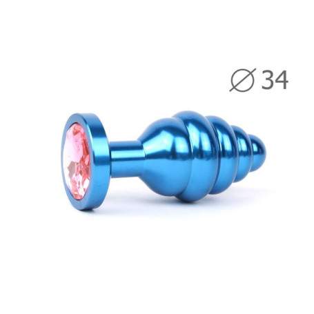 Втулка анальная BLUE PLUG MEDIUM (синяя), L 80 мм D 34 мм, вес 90г, цвет кристалла розовый арт. ABL-02-M