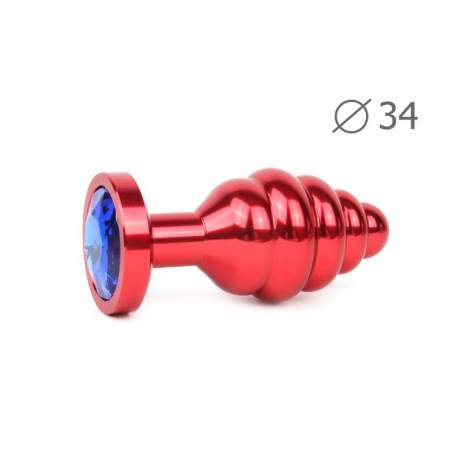 Втулка анальная RED PLUG MEDIUM (красная), L 80 мм D 34 мм, вес 90г, цвет кристалла синий арт. AR-13-M