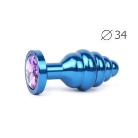 Втулка анальная BLUE PLUG MEDIUM (синяя), L 80 мм D 34 мм, вес 90г, цвет кристалла светло-фиолетовый арт. ABL-15-M