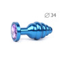 Втулка анальная BLUE PLUG MEDIUM (синяя), L 80 мм D 34 мм, вес 90г, цвет кристалла светло-фиолетовый арт. ABL-15-M