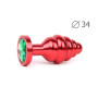 Втулка анальная RED PLUG MEDIUM (красная), L 80 мм D 34 мм, вес 90г, цвет кристалла зелёный арт. AR-07-M
