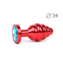 Втулка анальная RED PLUG MEDIUM (красная), L 80 мм D 34 мм, вес 90г, цвет кристалла голубой арт. AR-05-M