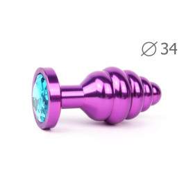 Втулка анальная VIOLET PLUG MEDIUM (фиолетовая), L 80 мм D 34 мм, вес 90г, цвет кристалла голубой арт. AV-05-M