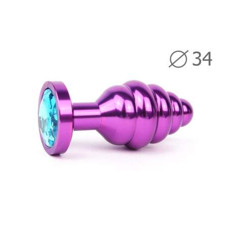 Втулка анальная VIOLET PLUG MEDIUM (фиолетовая), L 80 мм D 34 мм, вес 90г, цвет кристалла голубой арт. AV-05-M