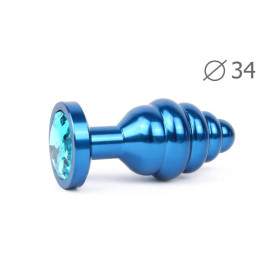 Втулка анальная BLUE PLUG MEDIUM (синяя), L 80 мм D 34 мм, вес 90г, цвет кристалла голубой арт. ABL-05-M