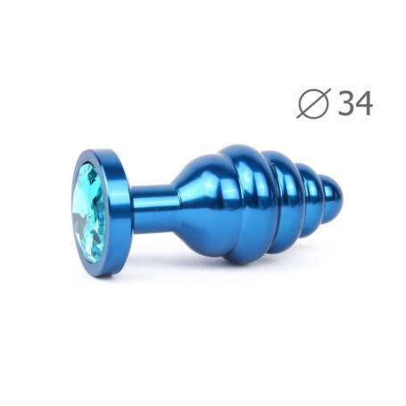 Втулка анальная BLUE PLUG MEDIUM (синяя), L 80 мм D 34 мм, вес 90г, цвет кристалла голубой арт. ABL-05-M