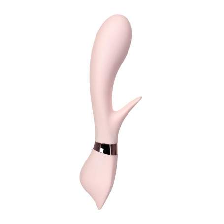 Вибратор с клиторальным стимулятором Sinjoys CAT Vivi, силикон, розовый, 21,7 см(h)