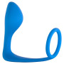 Мужской анальный стимулятор с кольцом на пенис Button Anal Plug Blue (h)