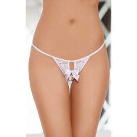 Стринги с бантиком открытые кружевные SoftLine Collection, белый, S/L(h)