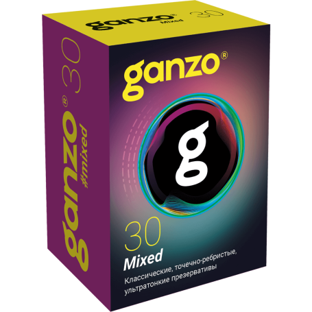 ПРЕЗЕРВАТИВЫ GANZO MIXED №30 (УЛЬТРАТОНКИЕ, КЛАССИЧЕСКИЕ, ТОЧЕЧНО-РЕБРИСТЫЕ)