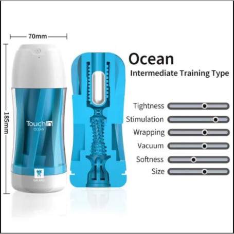 Мастурбатор GALAKU CUP Ocean, с вибрацией, 20 режимов, ЗУ USB, синий