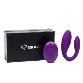 Вибратор для пар enlove, гибкий, силикон, ПДУ, фиолетовый