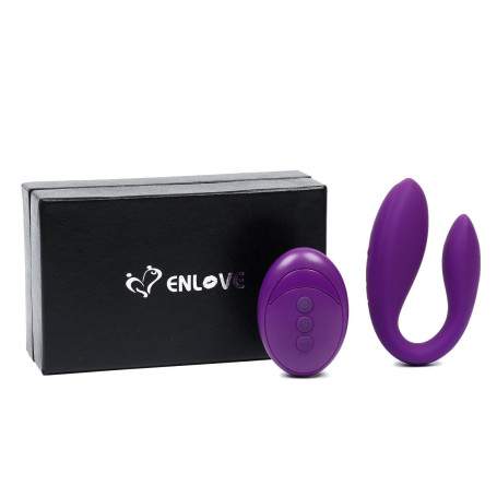 Вибратор для пар enlove, гибкий, силикон, ПДУ, фиолетовый