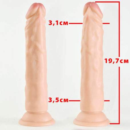 Фаллоимитатор ПВХ, в пленке, L19.7, d 3.1-3.5 см