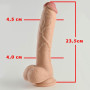 Фаллоимитатор ПВХ, в пленке, L23.5, d 4,0-4,5 см