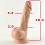 Фаллоимитатор ПВХ, в пленке, L18.0, d 3.5-3.8 см
