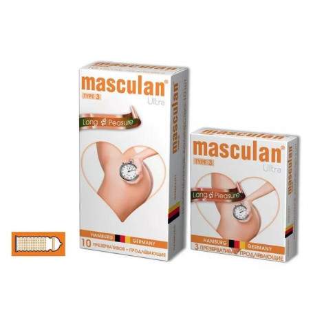 ПРЕЗЕРВАТИВЫ "MASCULAN 3 ULTRA" (ПРОДЛЕВАЮЩИЙ ЭФФЕКТ) 3 штуки