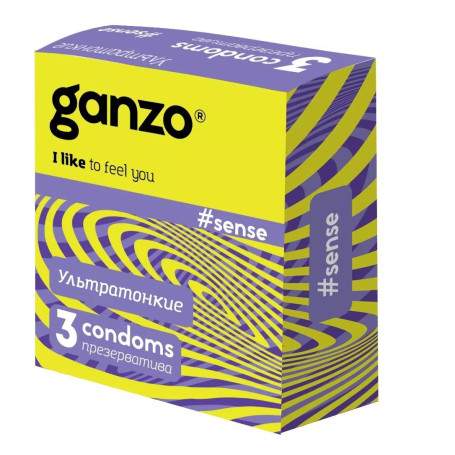 ПРЕЗЕРВАТИВЫ GANZO SENSE №3 (Тонкие, с дополнительной смазкой)